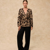 BEDUINA | Gold Jacquard Leopard Print Blazer