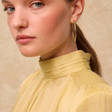 CAROL | Pale Chartreuse Pleated Silk Blouse