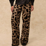 BEDUINA | Gold Leopard Jacquard Wide-Leg Trousers
