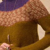 LOUVRE | Moss Green Knit Sweater with Colourblock Yoke