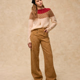 LOUVRE | Cream Knit Sweater with Colourblock Yoke