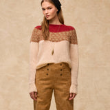 LOUVRE | Cream Knit Sweater with Colourblock Yoke