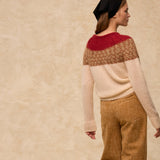 LOUVRE | Cream Knit Sweater with Colourblock Yoke