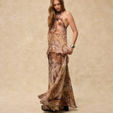 MARSIGLIA | Beige Multi Halter-Neck Printed Top