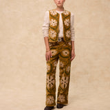 SUZANI | Mustard Embroidered Velvet Vest