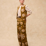 SUZANI | Mustard Floral Embroidered Cotton Trousers