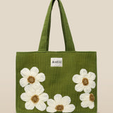 CRISTINA | Green Flower Cotton Tote Bag