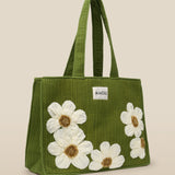 CRISTINA | Green Flower Cotton Tote Bag