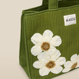 CRISTINA | Green Flower Cotton Tote Bag