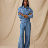 ANIKA | Light Blue Cotton-Linen Trousers