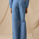 ANIKA | Light Blue Cotton-Linen Trousers