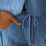 ANIKA | Light Blue Cotton-Linen Trousers