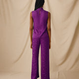 ELAINE | Magenta Jacquard Draped Top