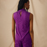 ELAINE | Magenta Jacquard Draped Top