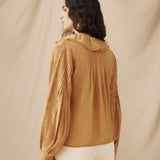 BASIL | Light Camel Ruffled Lace Blouse