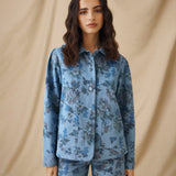 CONNIE | Blue Floral Printed Cotton Jacket