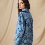 CONNIE | Blue Floral Printed Cotton Jacket