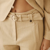 MOANA | Textured Light Camel Cotton Trousers