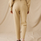 MOANA | Textured Light Camel Cotton Trousers