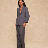 GIOVANA | Dark Grey Wool-Blend Structured Blazer