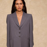GIOVANA | Dark Grey Wool-Blend Structured Blazer