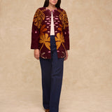 ARRECIFE | Burgundy Embroidered Cotton Coat