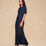 CAPRI | Deep Navy Satin Maxi Dress