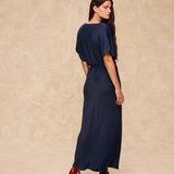CAPRI | Deep Navy Satin Maxi Dress