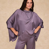 TIRSO | Soft Grape Draped Blouse