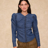 SIENNA | Indigo Blue Cotton Blouse