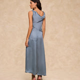 NATALIA | Steel Satin Midi Dress