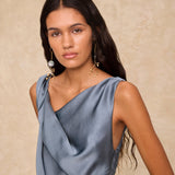 NATALIA | Steel Satin Midi Dress