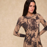 MARISSA | Sand Botanical Print Jersey Dress
