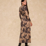 MARISSA | Sand Botanical Print Jersey Dress