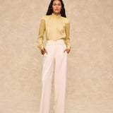 LEMON | Ecru Wide-Leg Tailored Trousers