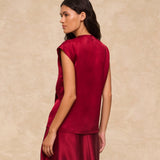 NATALIA | Claret Satin Drape Top