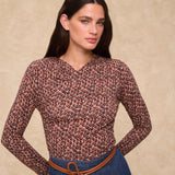 MARISSA | Rust Multi Print Jersey Top