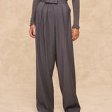 GIOVANA | Dark Grey Wool-Blend Tailored Trousers