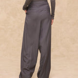 GIOVANA | Dark Grey Wool-Blend Tailored Trousers