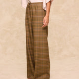 HENRY | Mustard Check Wide-Leg Trousers