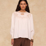 ANIS | White Embroidered Yoke Blouse