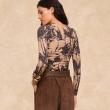 MARISSA | Sand Botanical Print Jersey Top