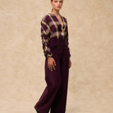 ARIANNE | Aubergine Check Blouse
