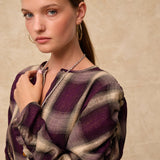 ARIANNE | Aubergine Check Blouse