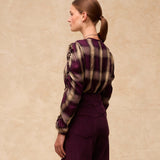 ARIANNE | Aubergine Check Blouse