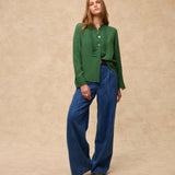 TORDINI | Green Embroidered Blouse