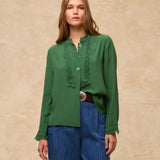 TORDINI | Green Embroidered Blouse