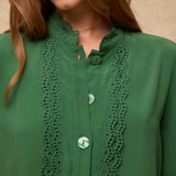 TORDINI | Green Embroidered Blouse