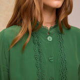 TORDINI | Green Embroidered Blouse