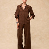 MOCHA | Dark Brown Suede Blouse
